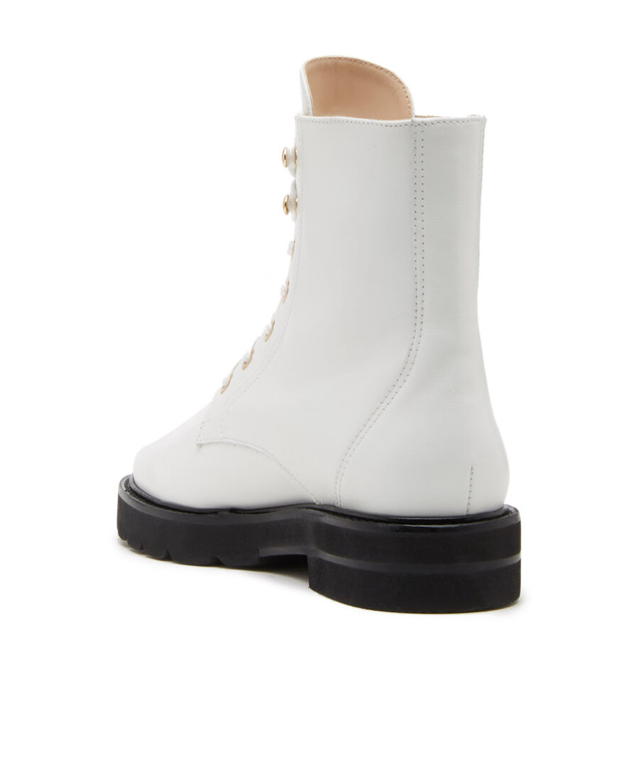 Stuart Weitzman Lace-up Leather Boots In White