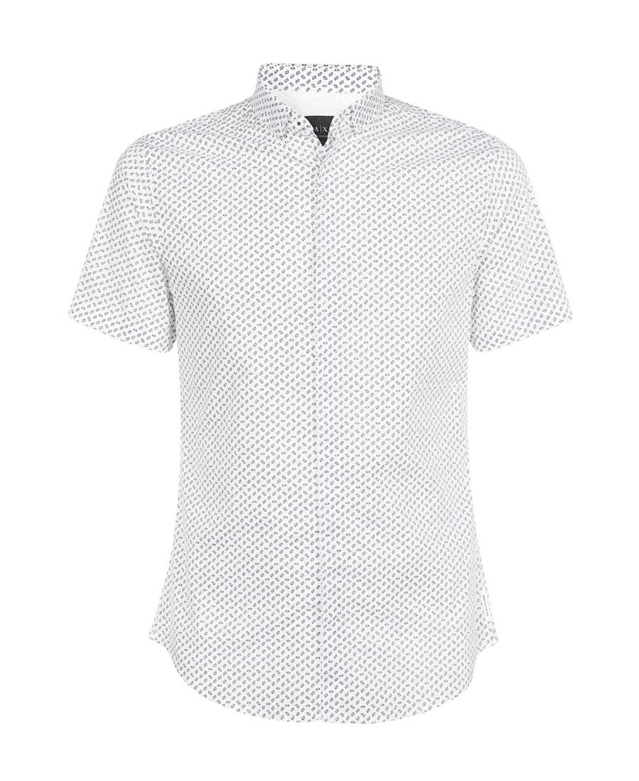 Armani Exchange Short-sleeved Lapel Shirt In White