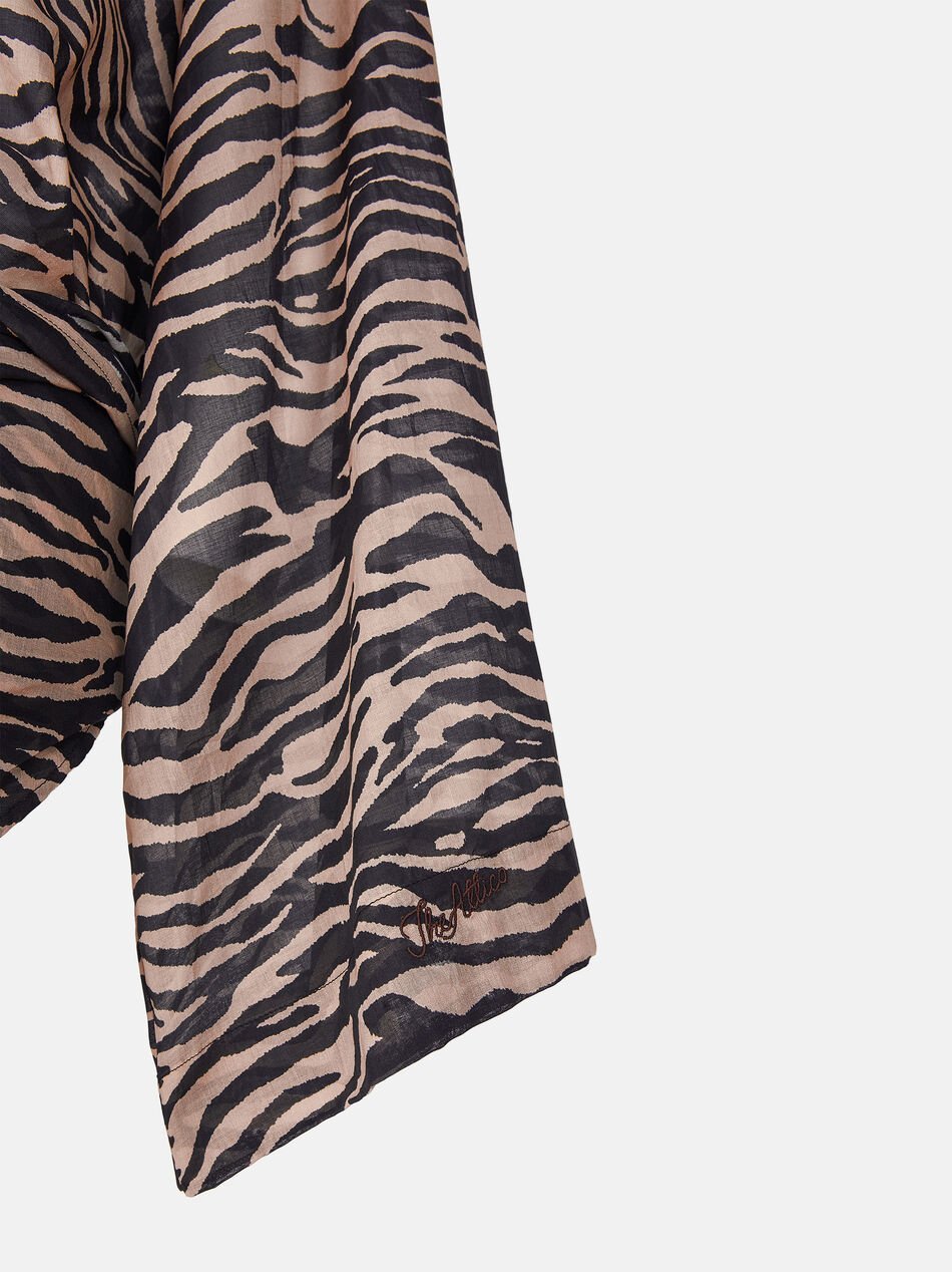 Shop Attico The  Zebra Printed V-neck Mini Dress In Black