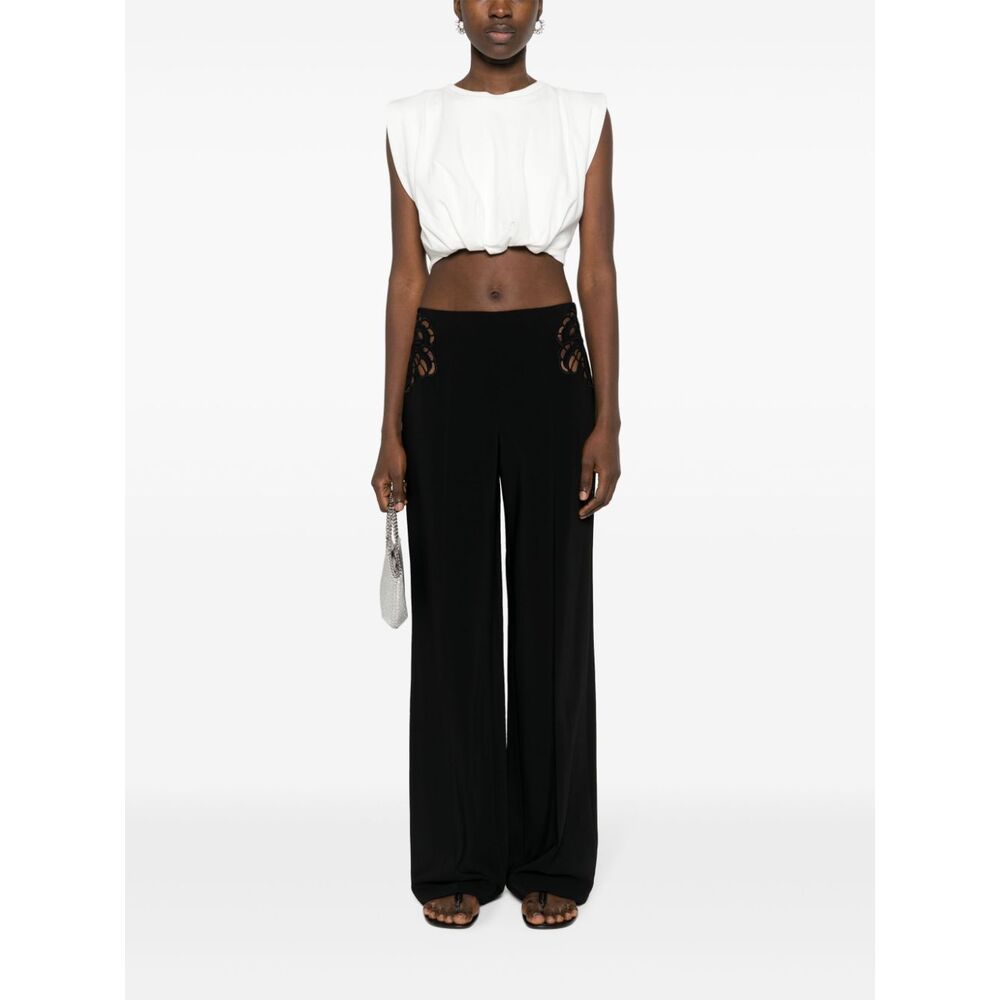 Stella Mccartney Cropped Straight Leg Wool Trousers In Black