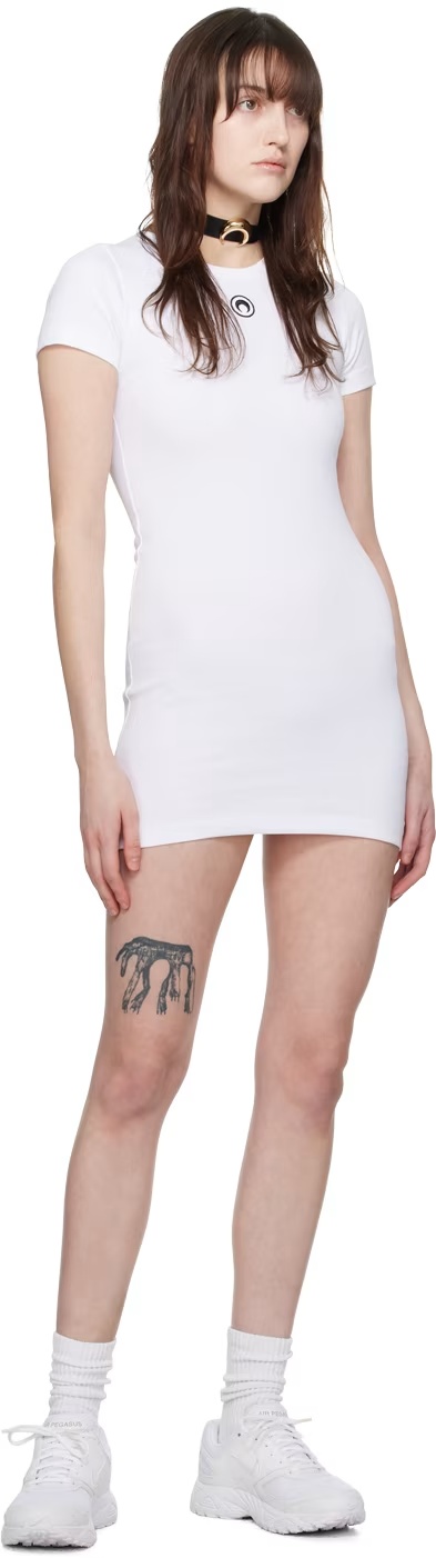 Marine Serre Organic Cotton Rib T-shirt Dress In White