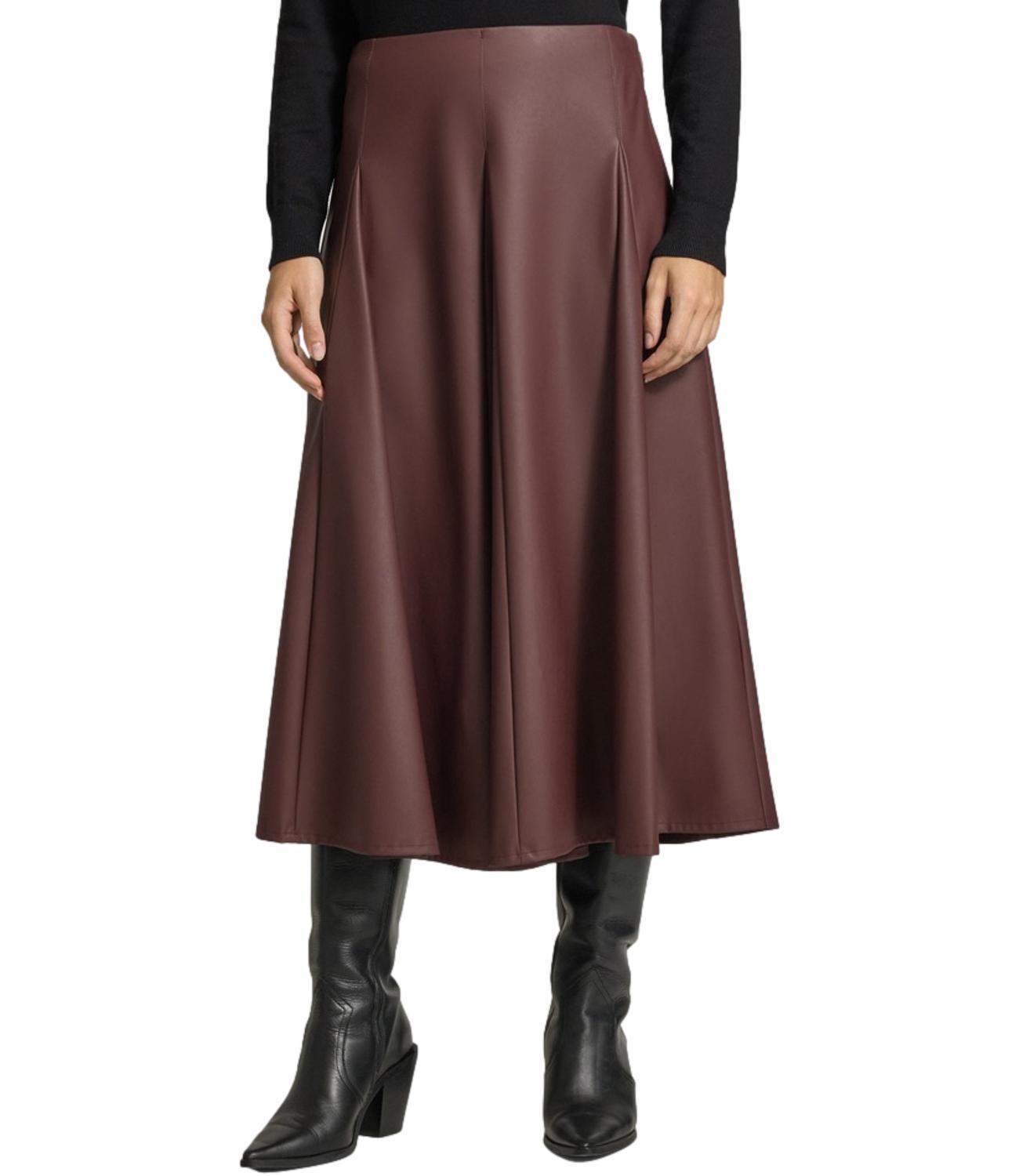 Max Mara Pleated Midi Skirt In Brown