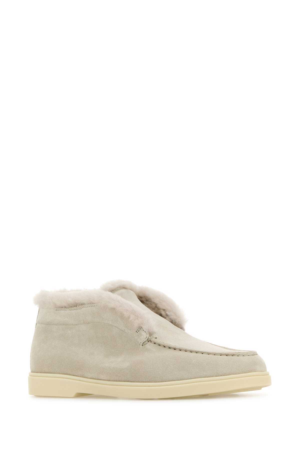Santoni Chalk Suede Ankle Boots In Brown