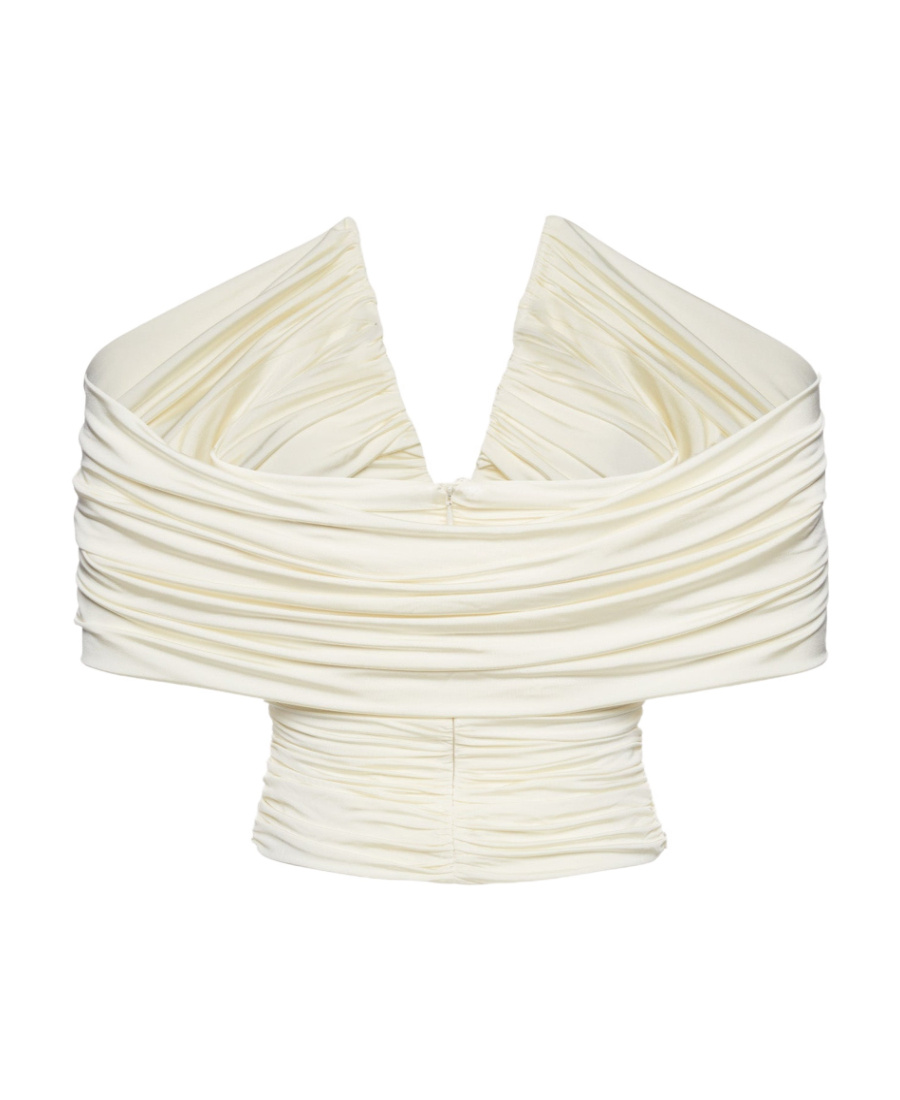 Magda Butrym Ruched Off-the-shoulder Top In White