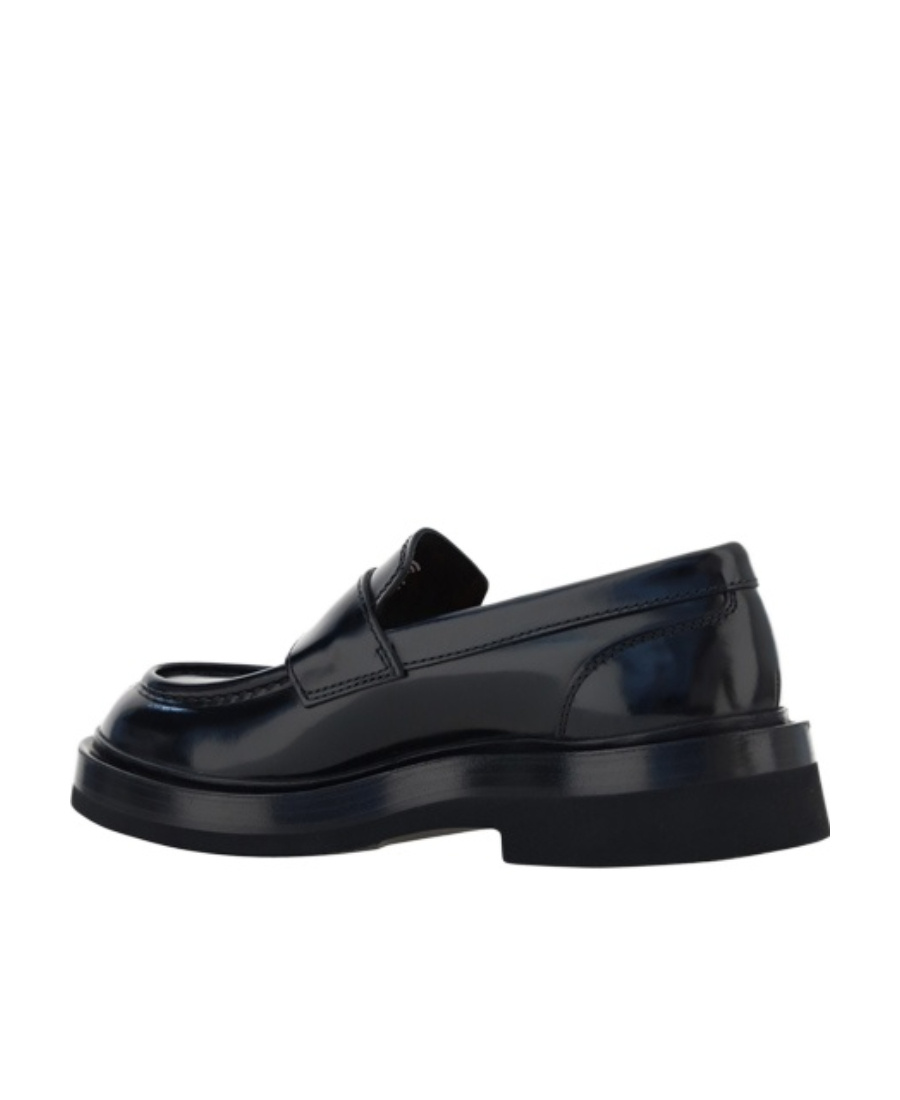 Santoni Patent Leather Penny Loafers In Black