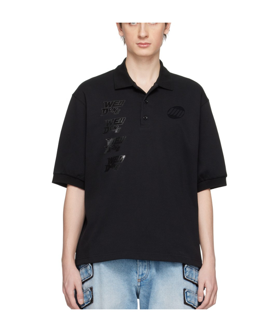 We11 Done Short-sleeved Polo Shirt In Black