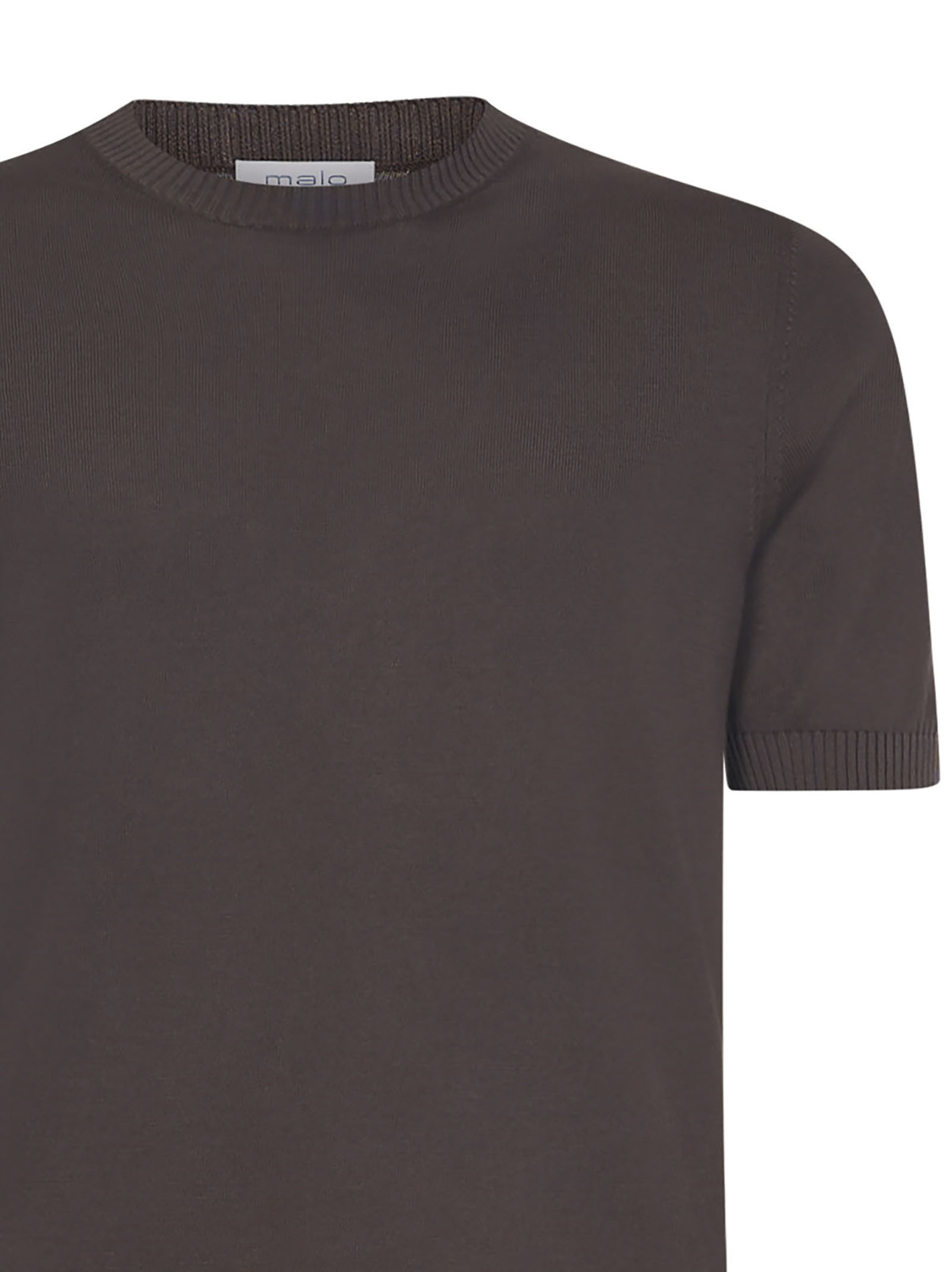 Malo Cotton Half-sleeved Sweater In Black