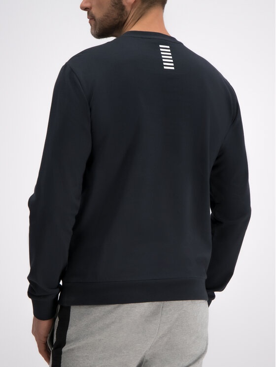 Ea7 Navy Blue Logo Round Neck Sweater In Black