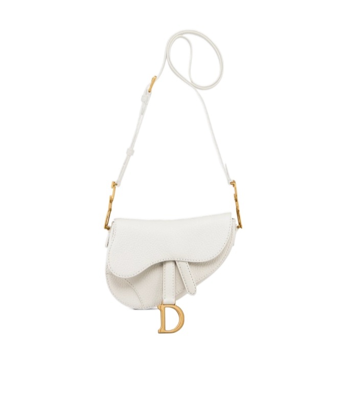 Dior Large Soft Saddle Bag With Strap In White