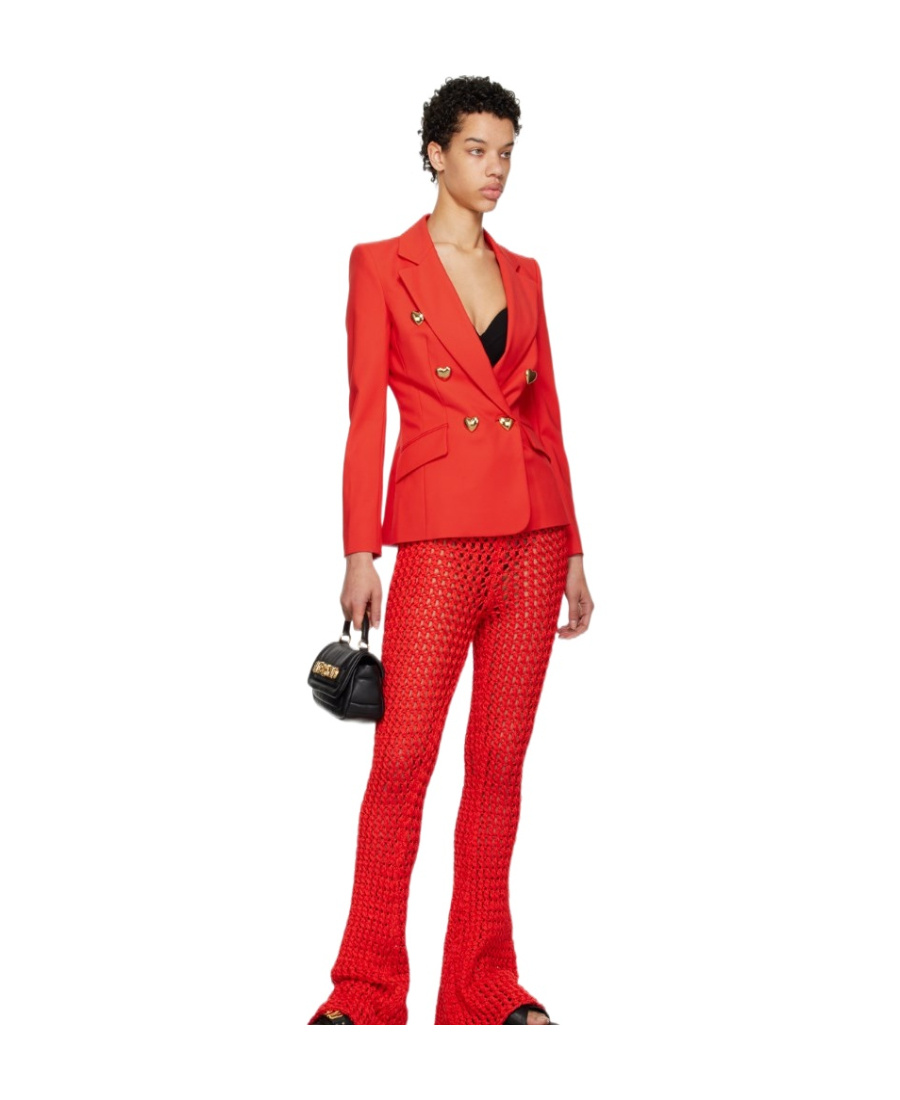 Moschino Red Heart Buttons Blazer In Red