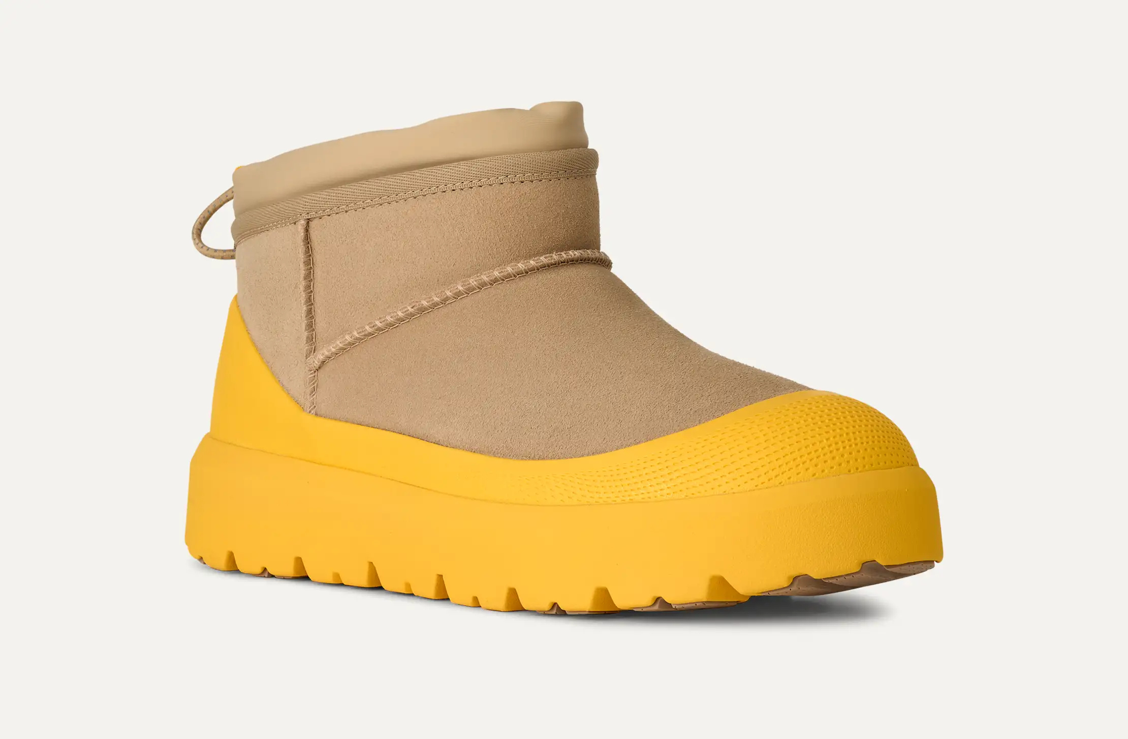 Ugg Short Weather Hybrid Fold-over Platform Boots In Gold