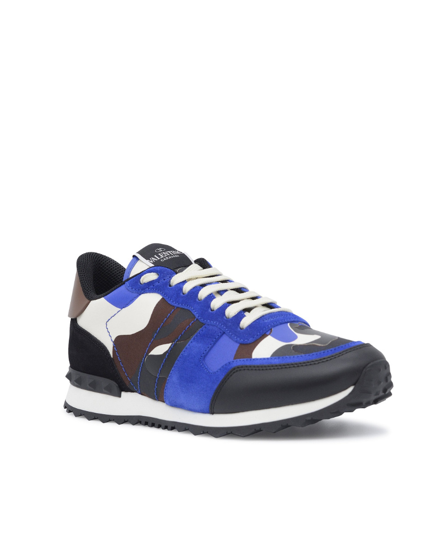 Valentino Rockrunner Camouflage Print Sneakers In Black
