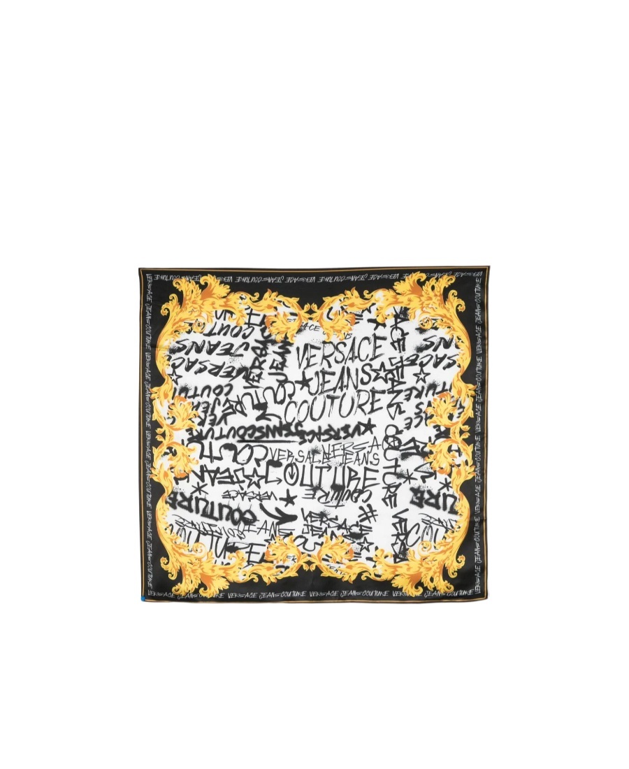 Versace Jeans Logo-print Silk Scarf In Multicolor