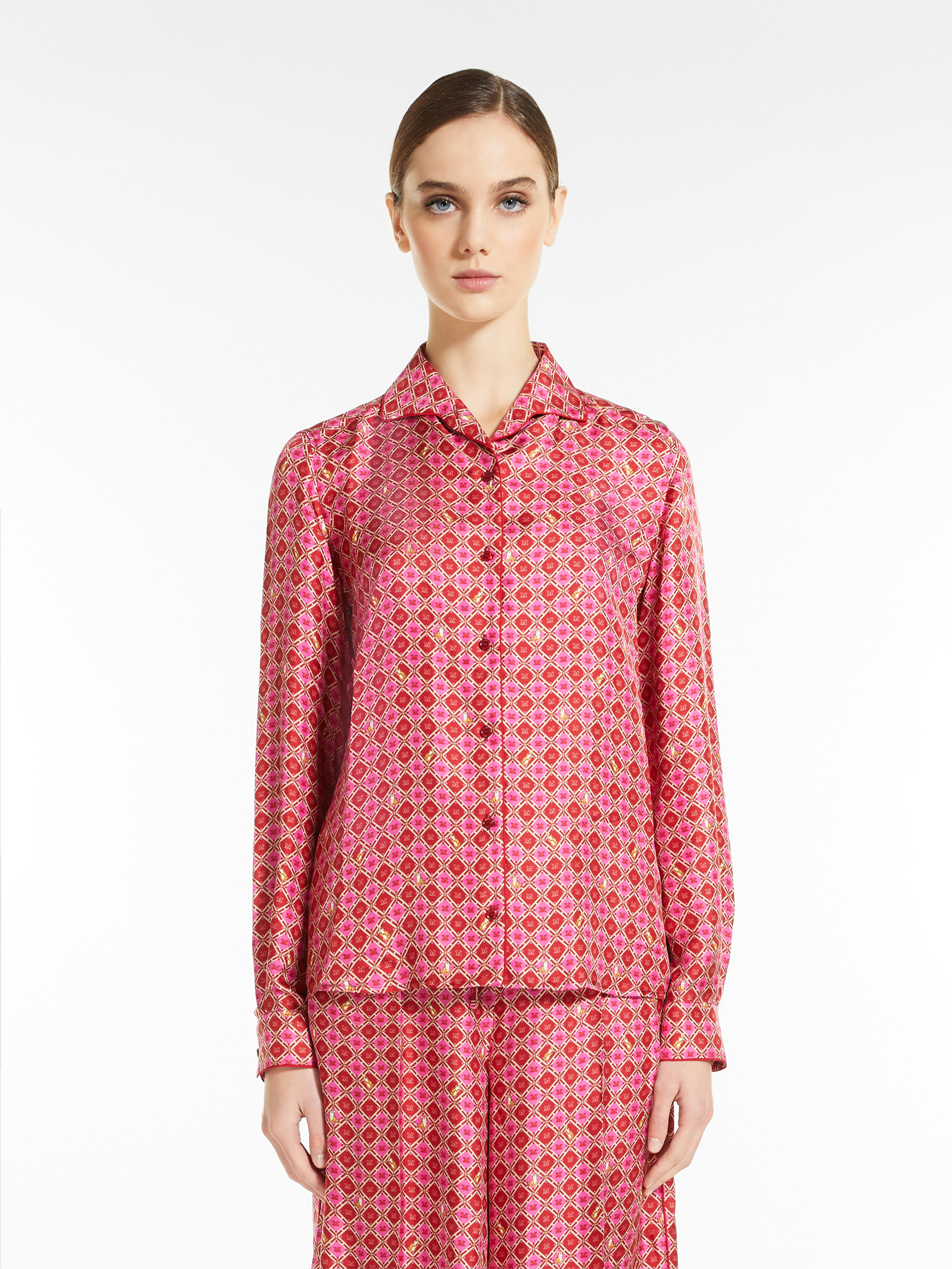 Max Mara Printed Silk Shirt In Pink