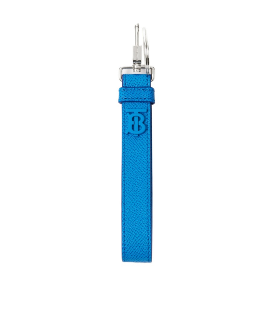Burberry Monogram Leather Keychain In Blue
