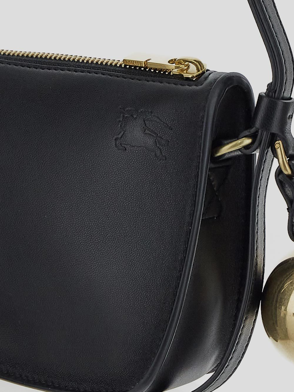 Burberry Curved Shape Gold-tone Hardware Shoulder Bag In Black