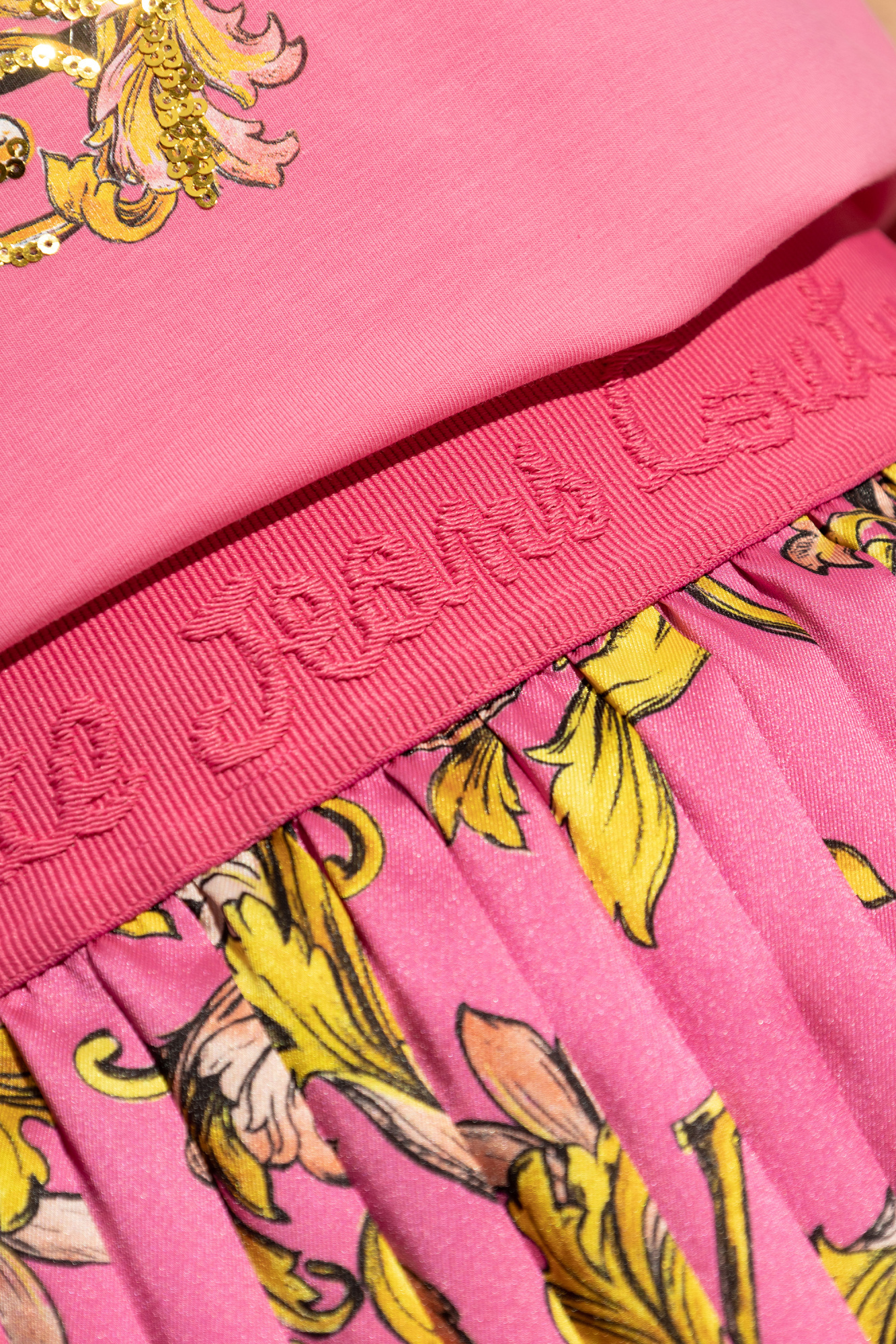 Shop Versace Jeans Barocco-print Mini Skirt In Pink