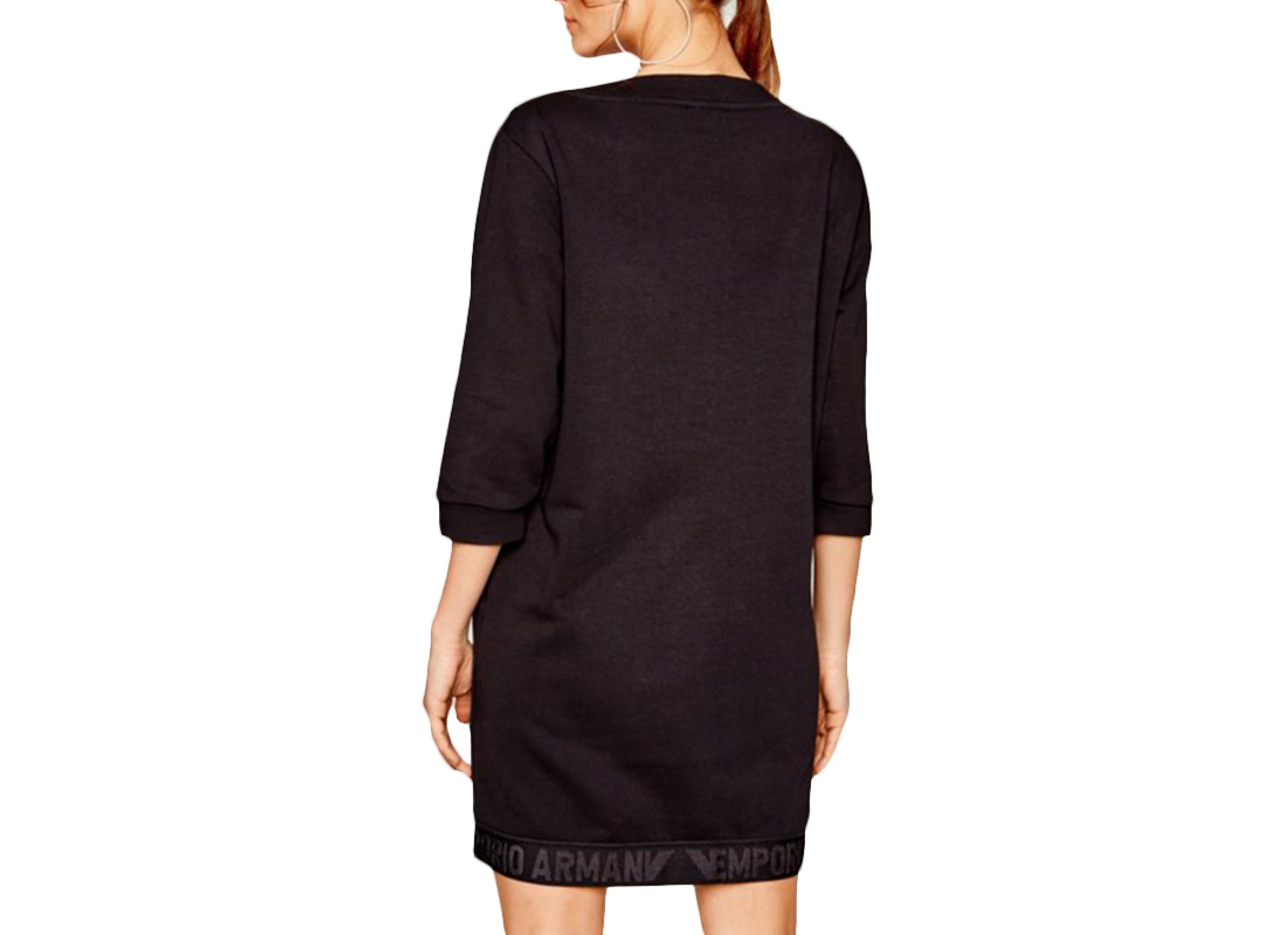 Emporio Armani Straight Tube Long-sleeved Dress In Black