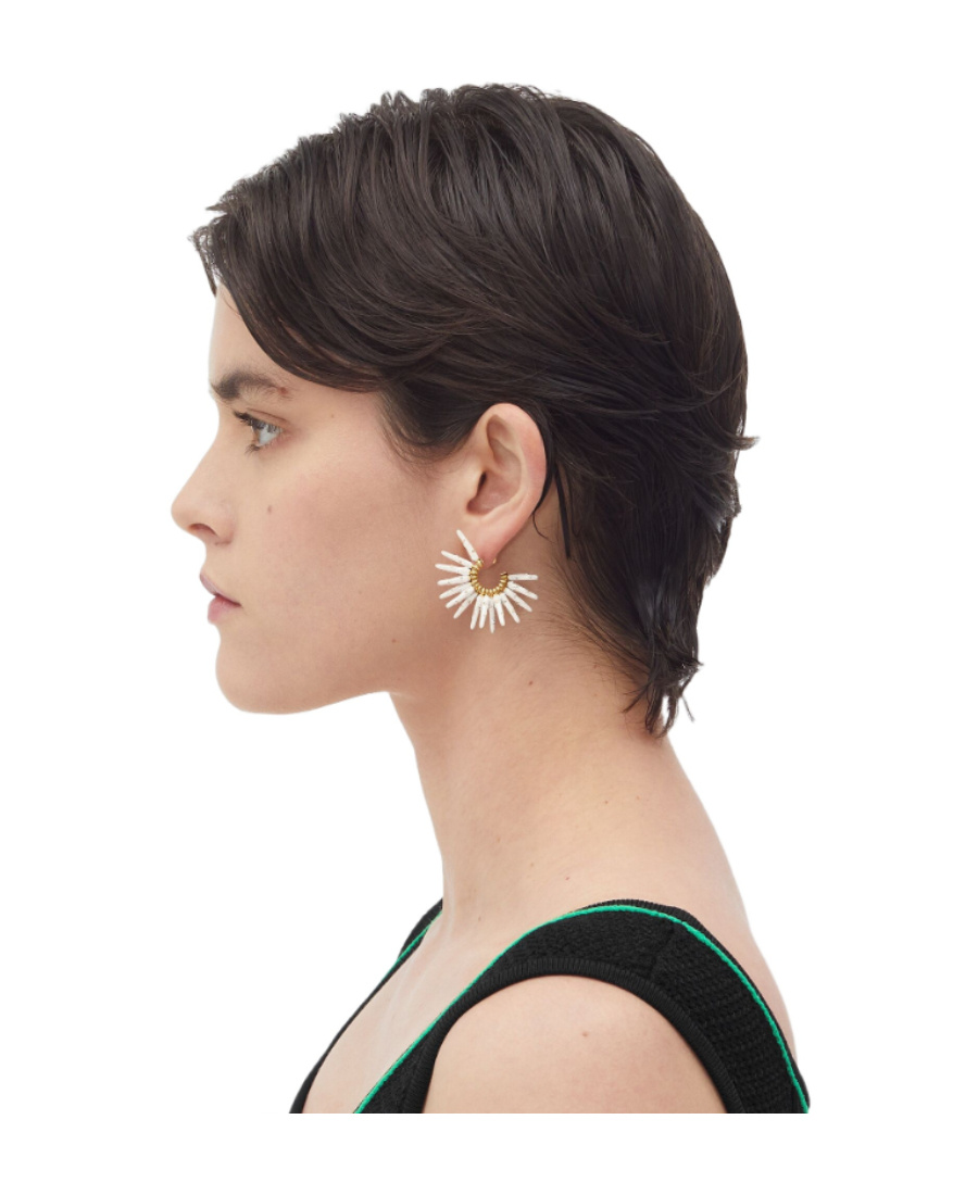 Bottega Veneta Logo Earring In White