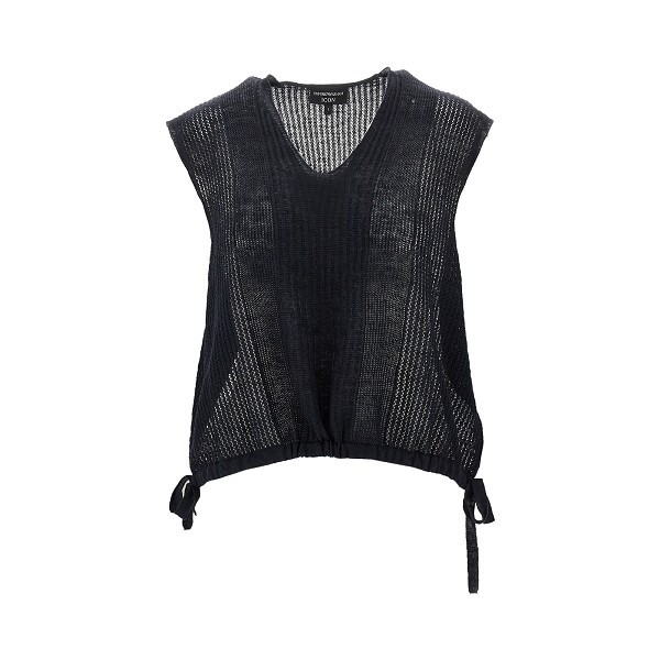 Emporio Armani Icon Linen And Cotton Top In Black