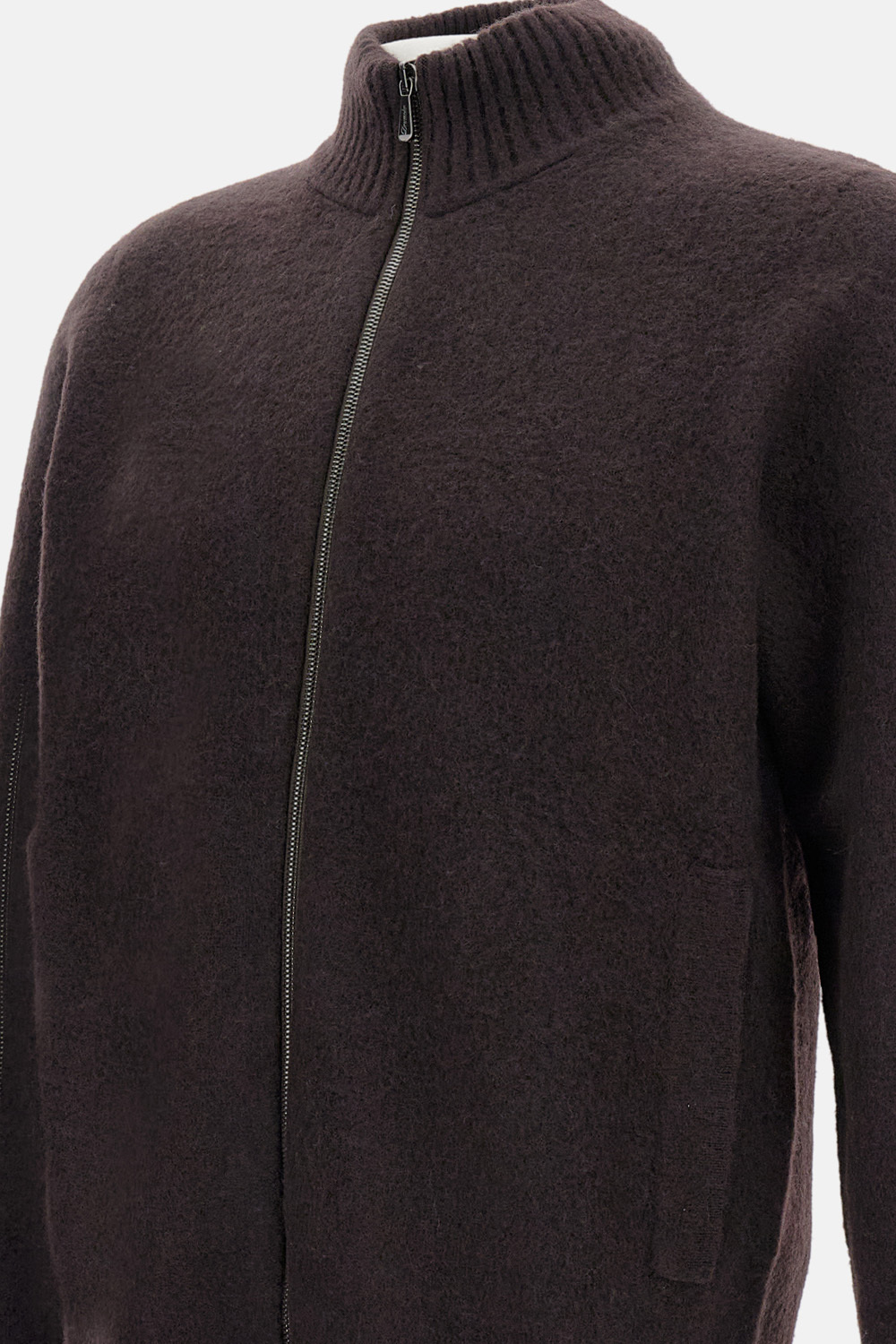 Drumohr Zip High-neck Sweater In Brown