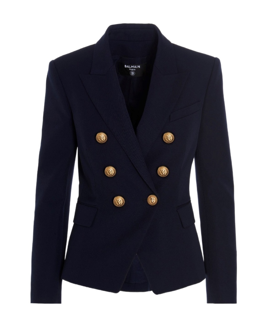 Shop Balmain Double-breasted Wool Blazer In Black