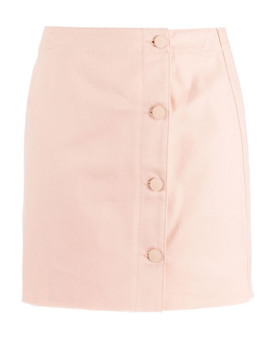 Shop Raf Simons Frayed Cotton Miniskirt In Nude