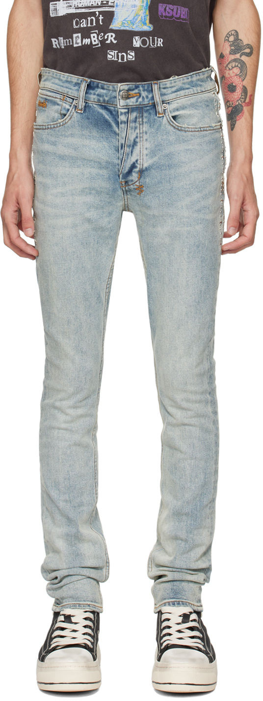 KSUBI EMBROIDERY SLIM JEANS PANTS 