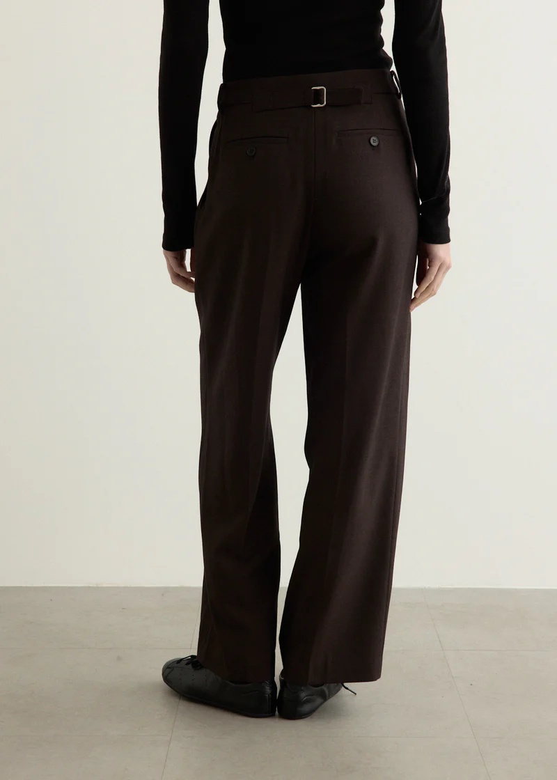 Low Classic Pleated-front Trousers In Brown