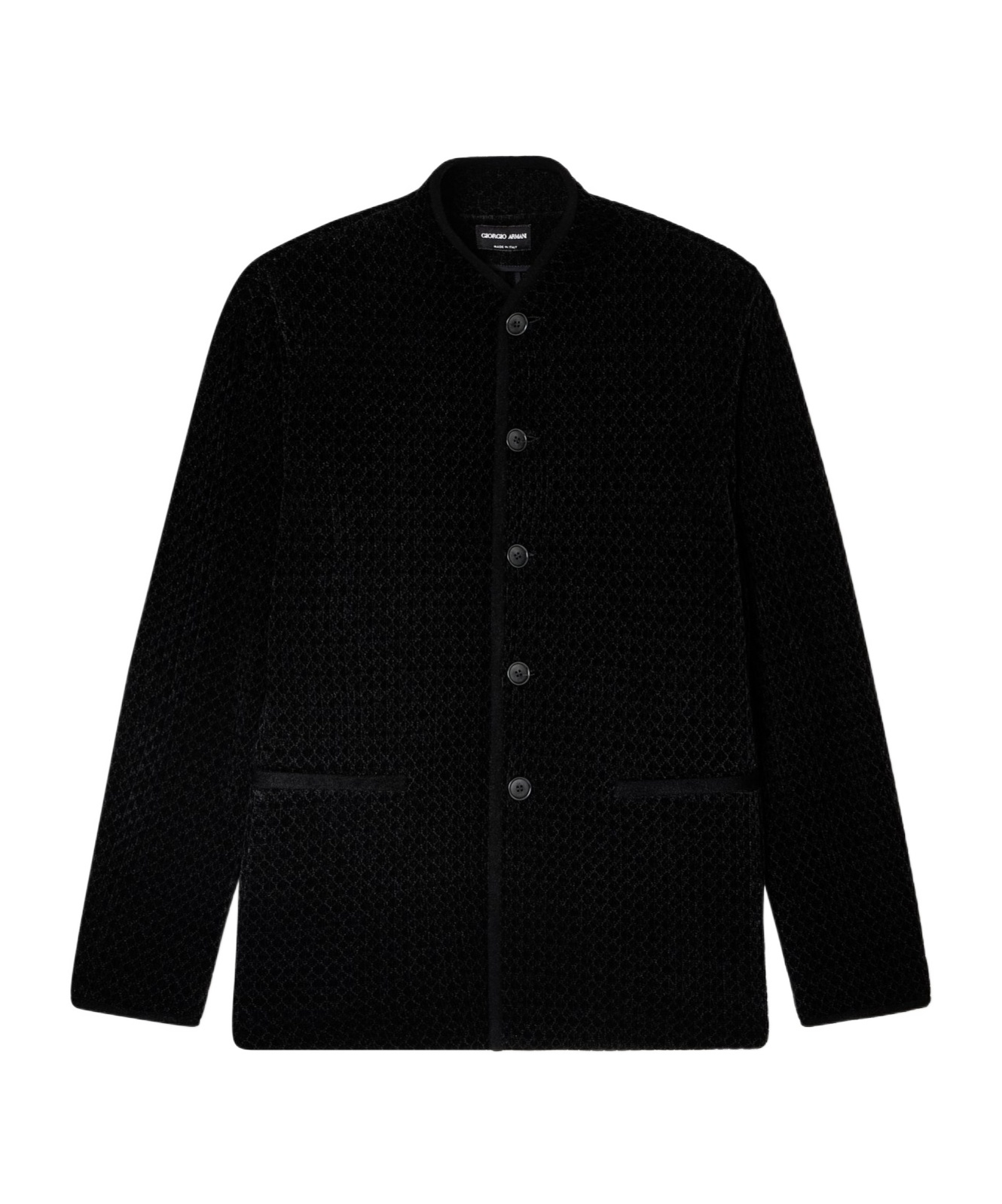 Giorgio Armani Single-breasted Jacket In A Chenille Jersey Knit In Black