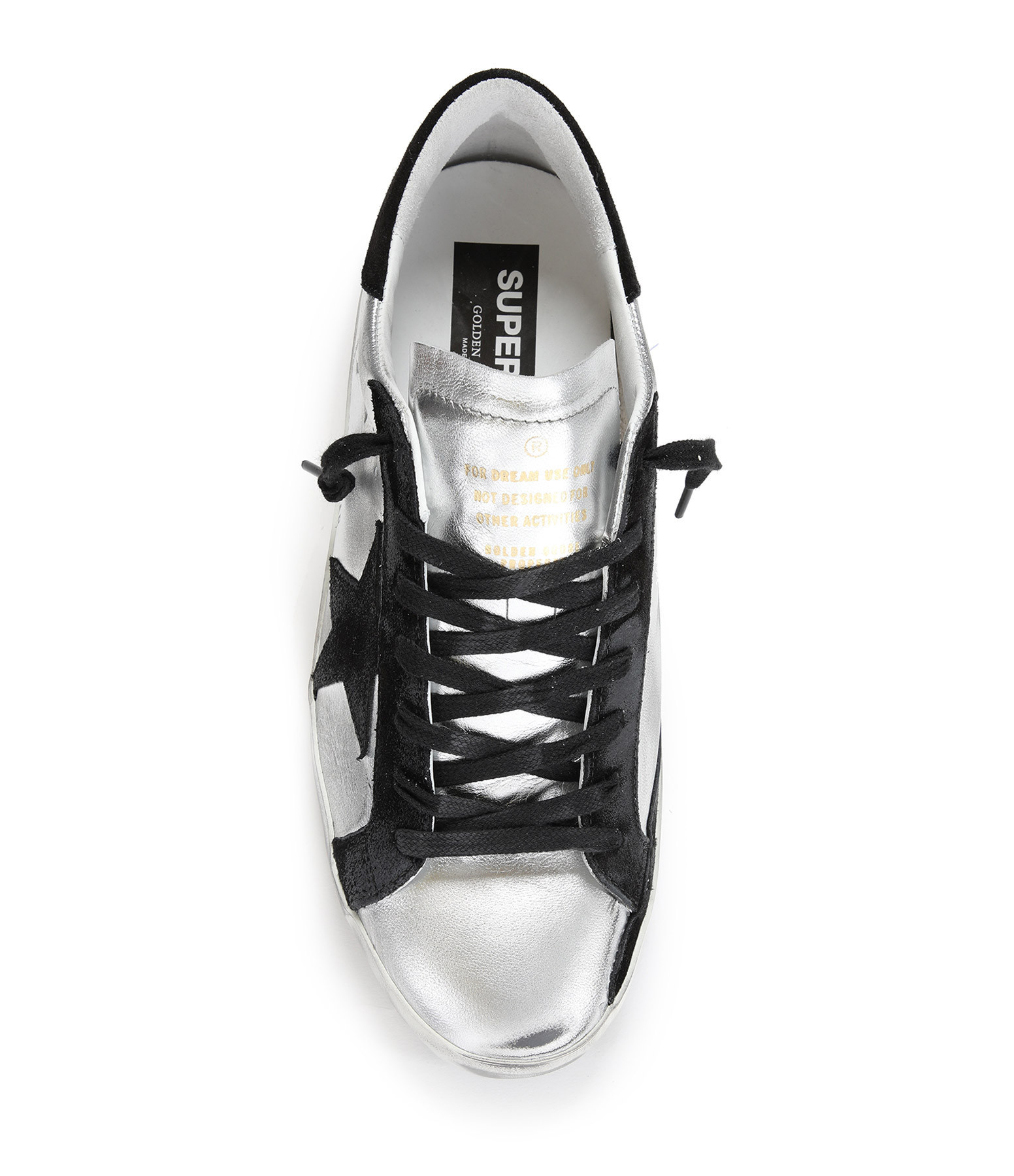 Golden Goose Super-star Sneakers In Silver Leather With Contrasting Inserts In White