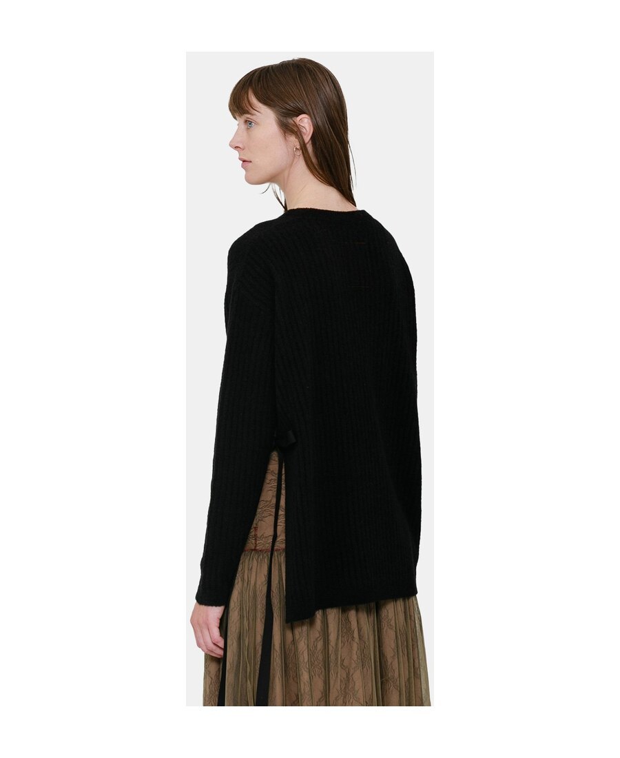 Uma Wang Black Crewneck Wool Sweater In Black