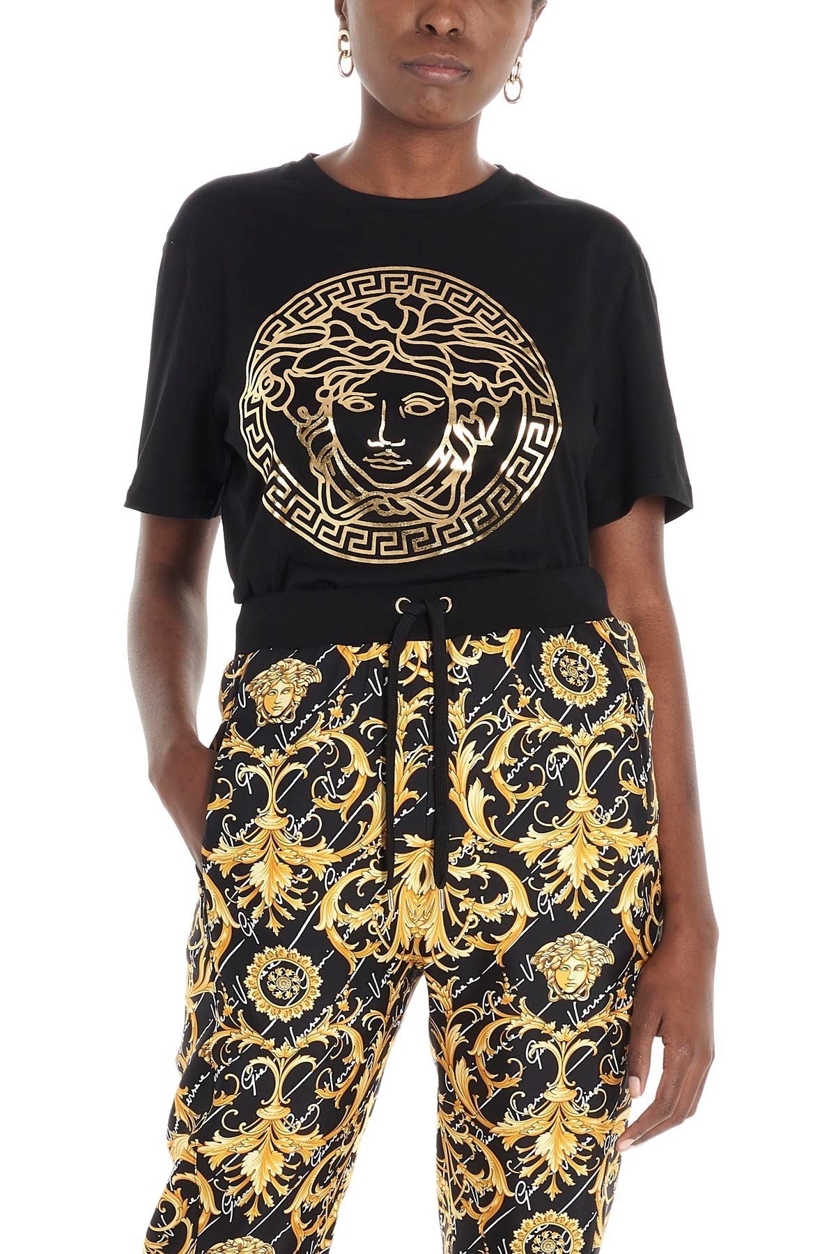 Versace Motif Detail T-shirt In Black