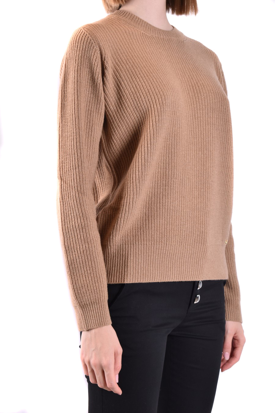 Shop Pinko Round Neck Logo Sweater In Nude