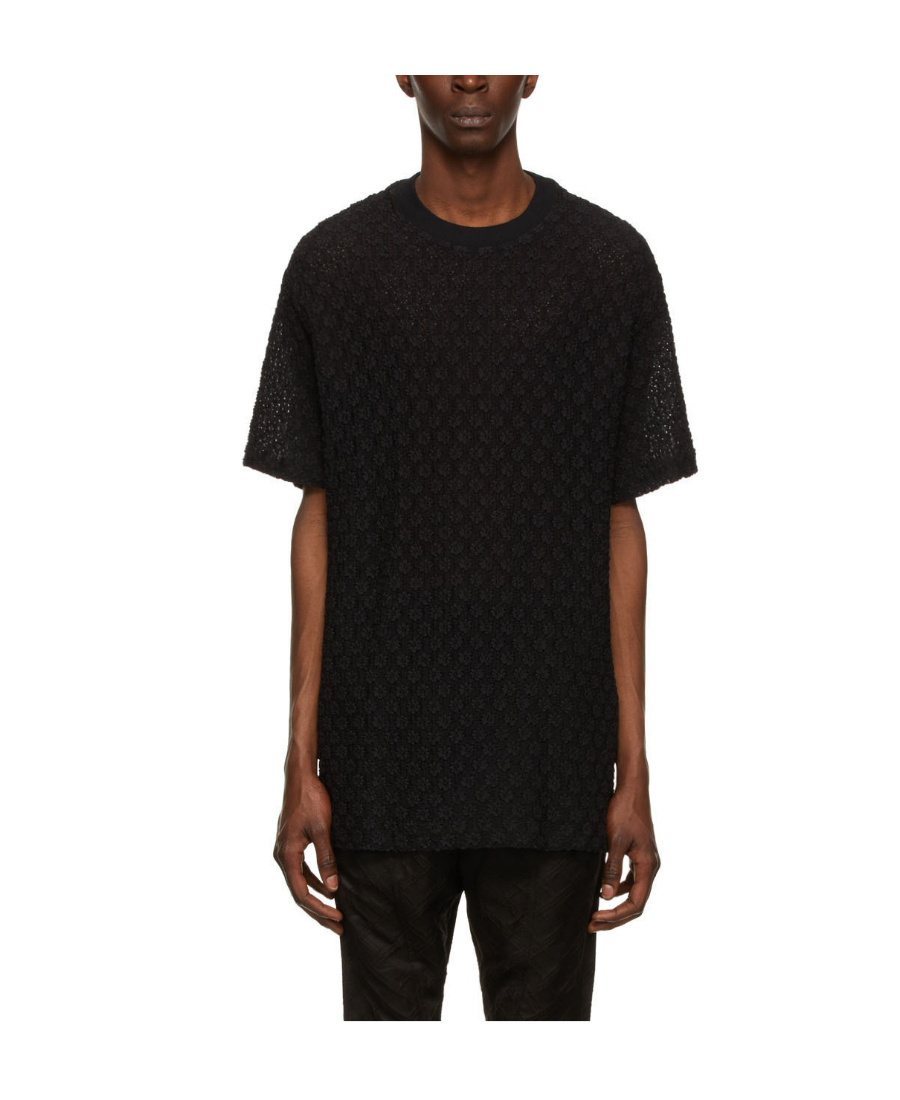 SONG FOR THE MUTE BLACK LOGO ROUND COLLAR SHORT-SLEEVED T-SHIRT 