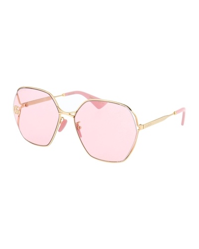 Gucci Fork Oversize Square Sunglasses In White