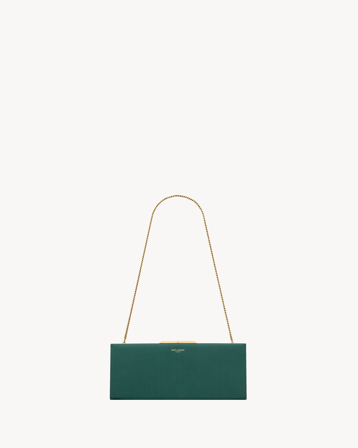 Saint Laurent Midnight Small Clutch In Satin In Blue