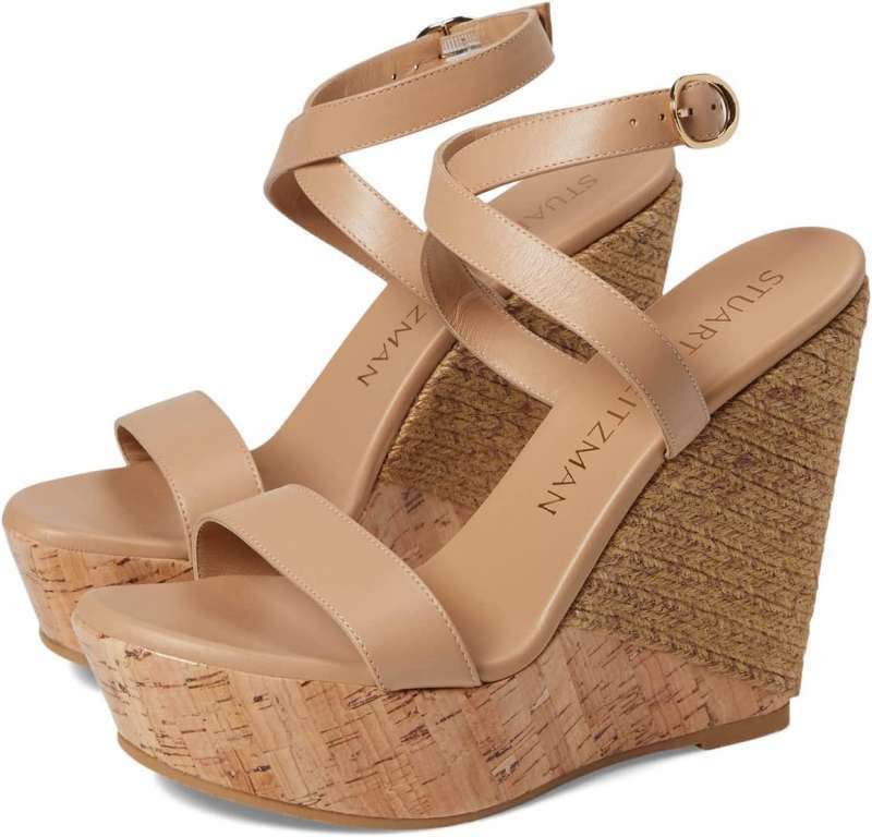 Stuart Weitzman Slope Heel Sandals In Brown