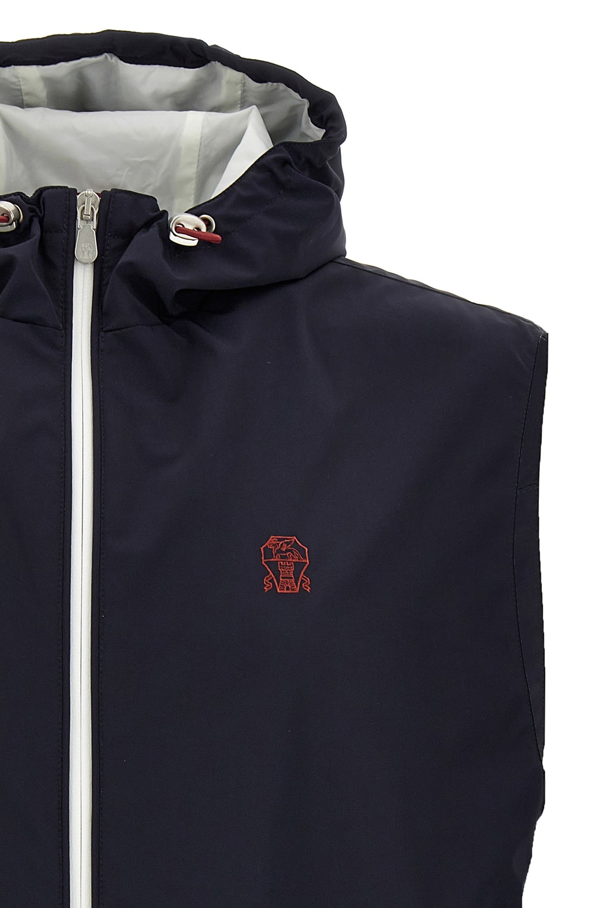 BRUNELLO CUCINELLI BRUNELLO CUCINELLI LOGO EMBROIDERED ZIP-UP SLEEVELESS VEST