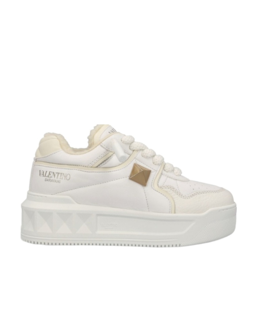 Shop Valentino One Stud Xl Flatform Sneakers In White