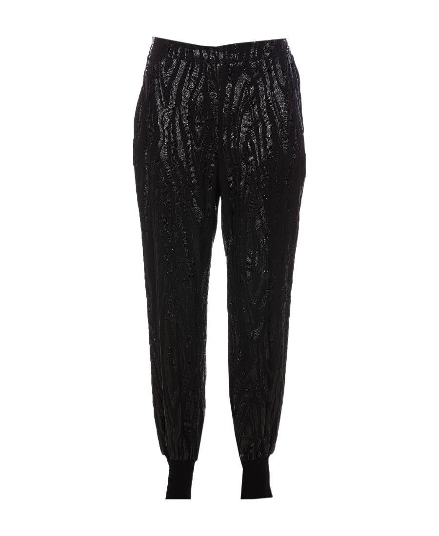 Stella Mccartney Wood-grain Effect Tapered Trousers In Black