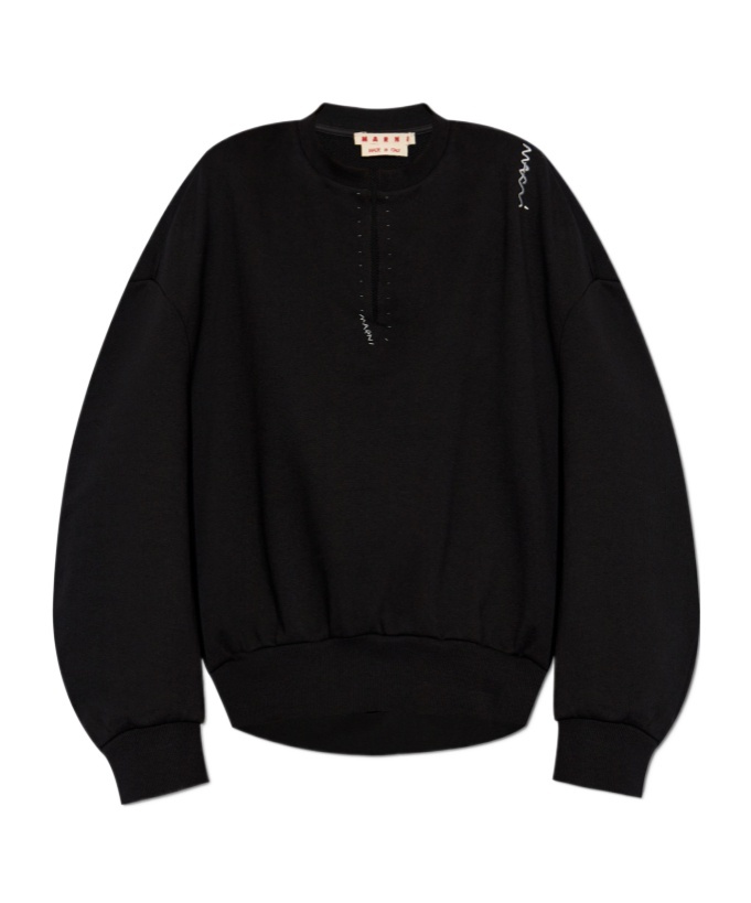 Marni Embroidered-logo Sweatshirt In Black