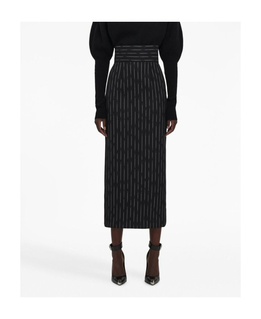 ALEXANDER MCQUEEN STRIPED HIGH-WAISTED MIDI SKIRT
