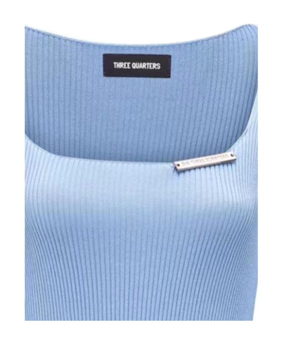 Three Quarters Square-necked Sweater In Blue