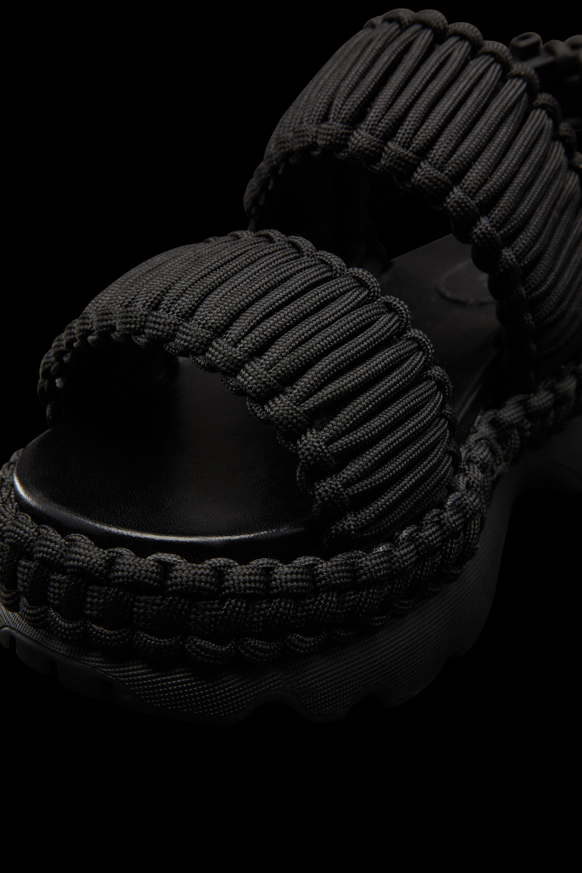 Shop Moncler Belay Woven Sandals In Black
