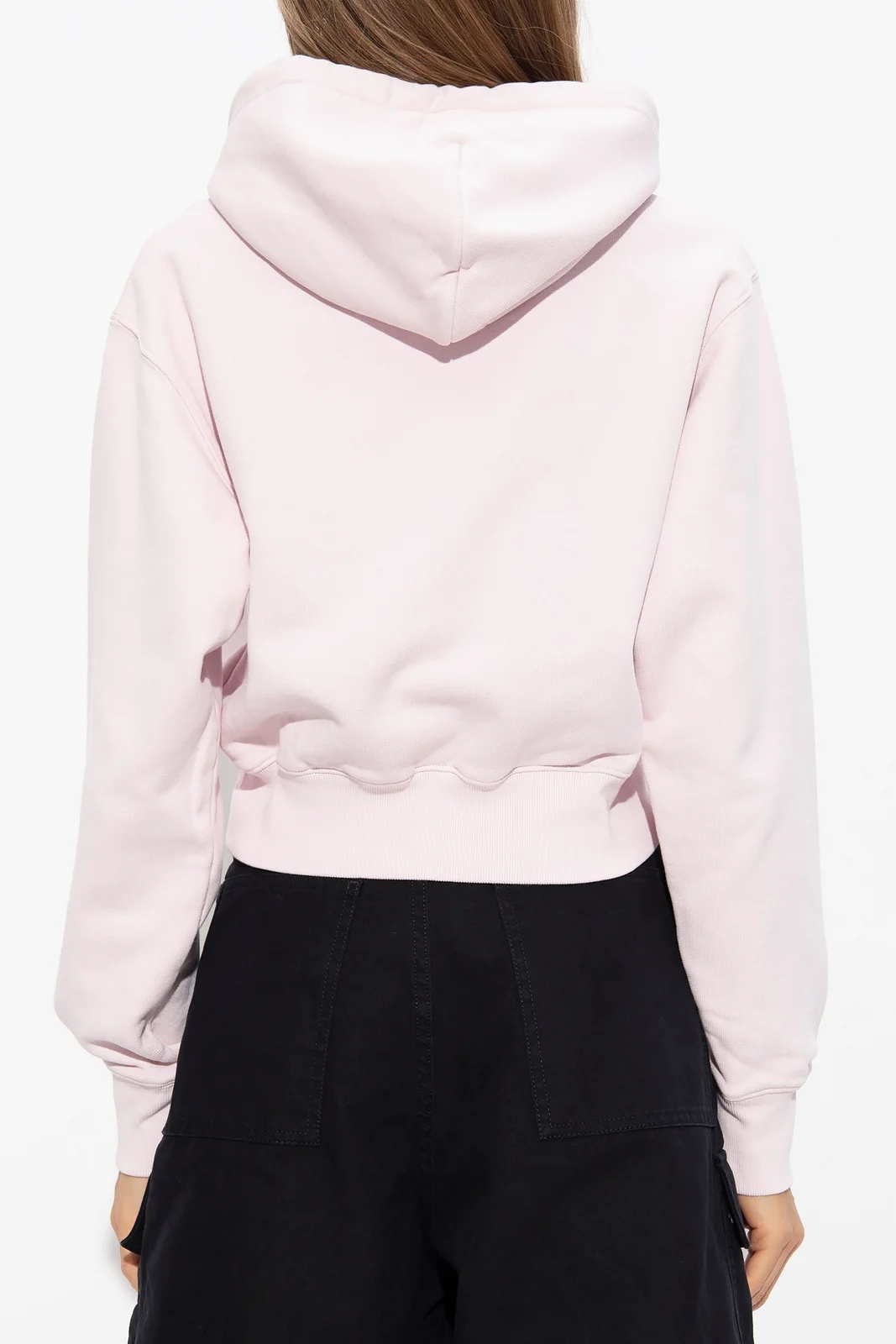 Shop Ambush Cropped Cotton Hoodie In White