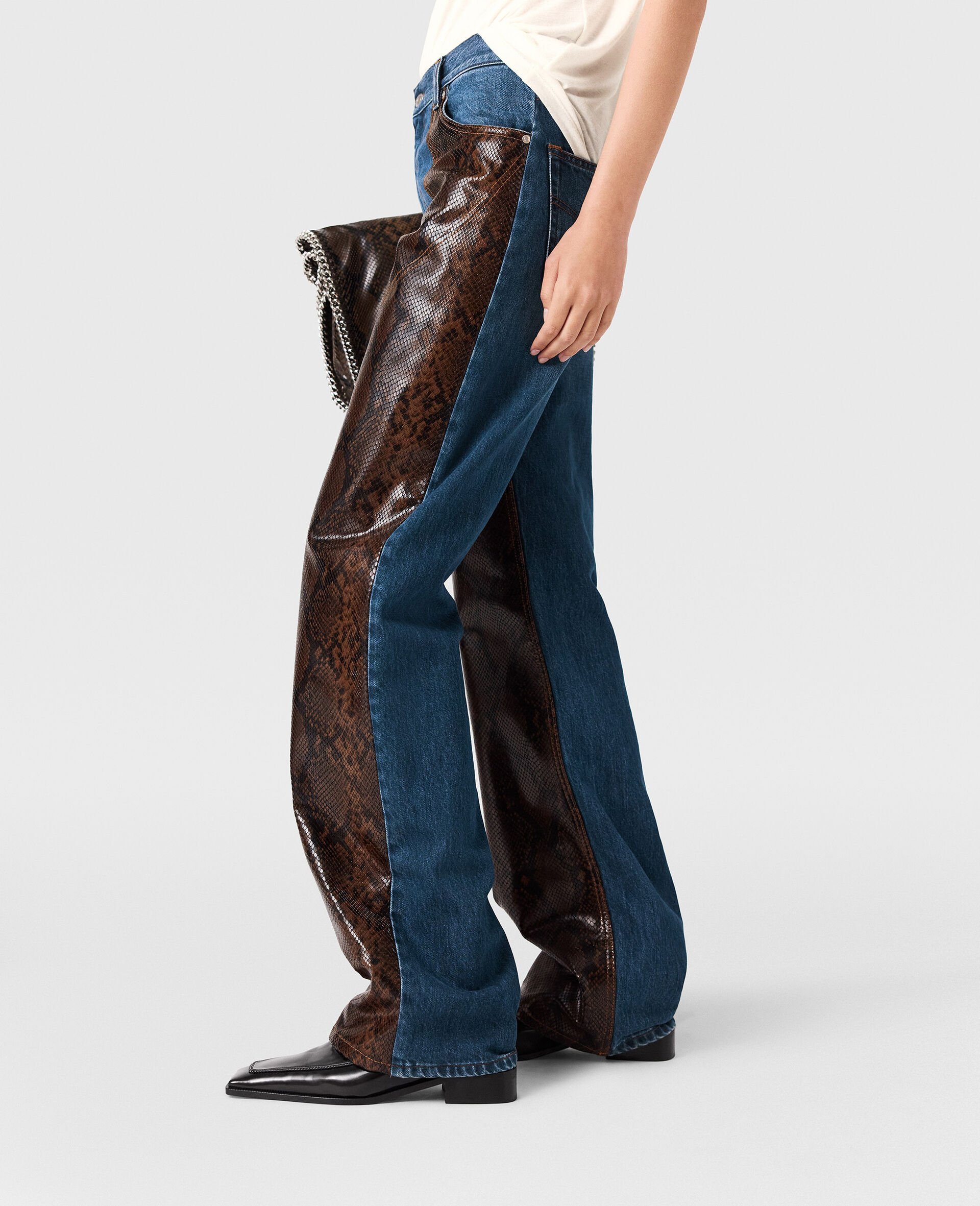 Stella Mccartney Snake Panel Chaps Denim Jeans In Brown