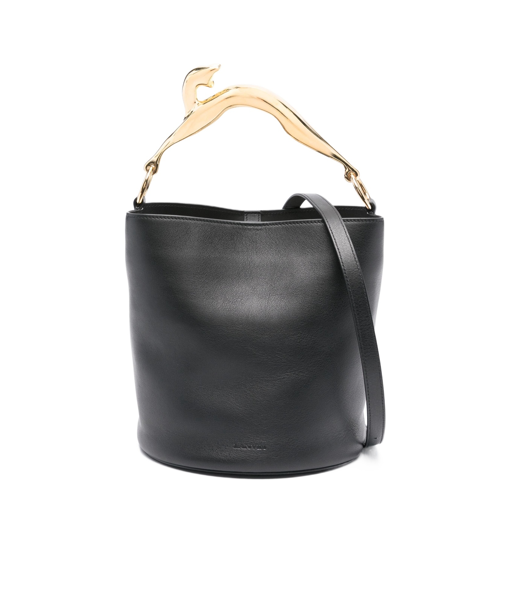 Shop Lanvin Pencil Cat Leather Bucket Bag
