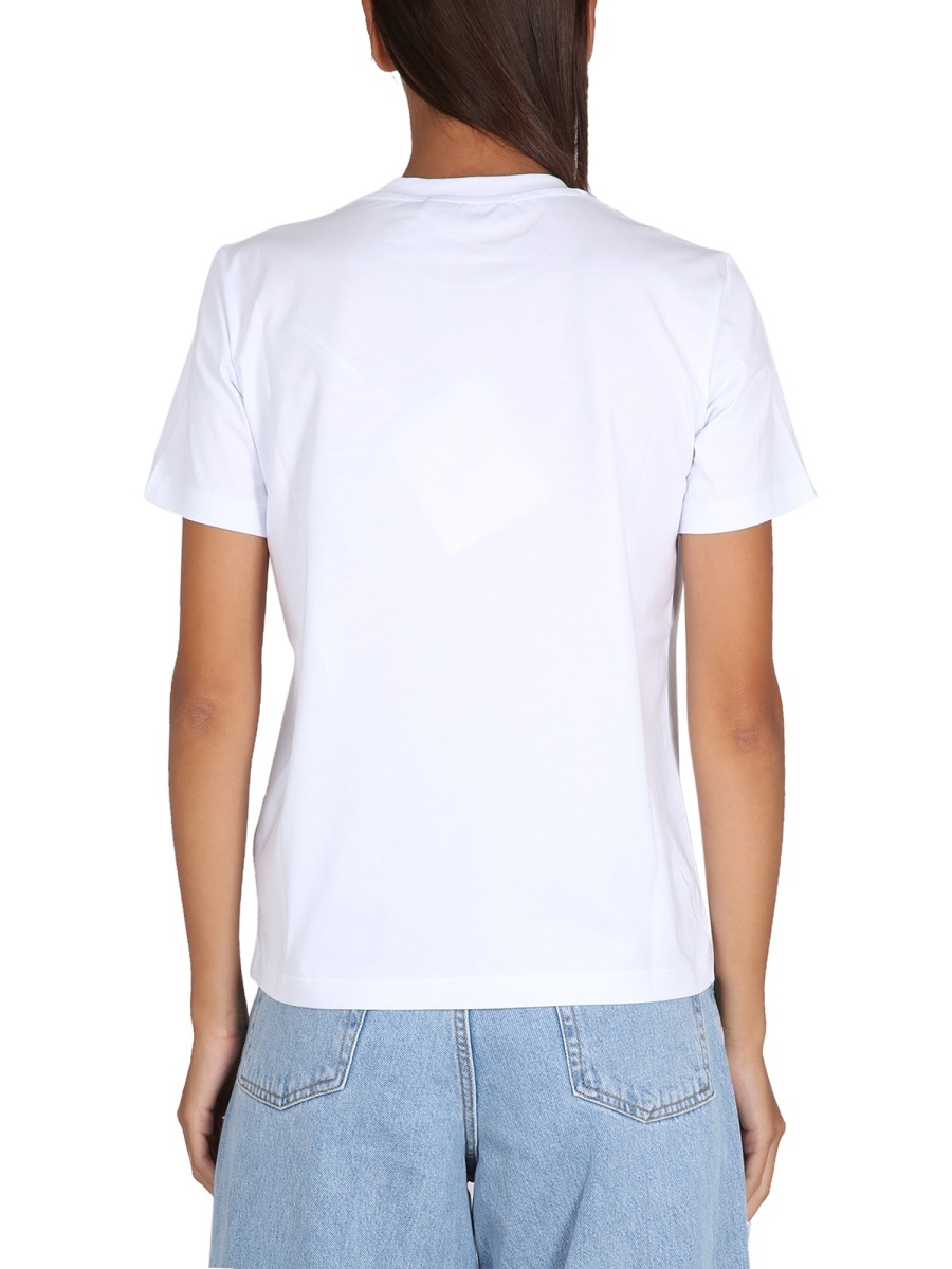 Msgm Jersey T-shirt With Brushstroke Printed Logo In White