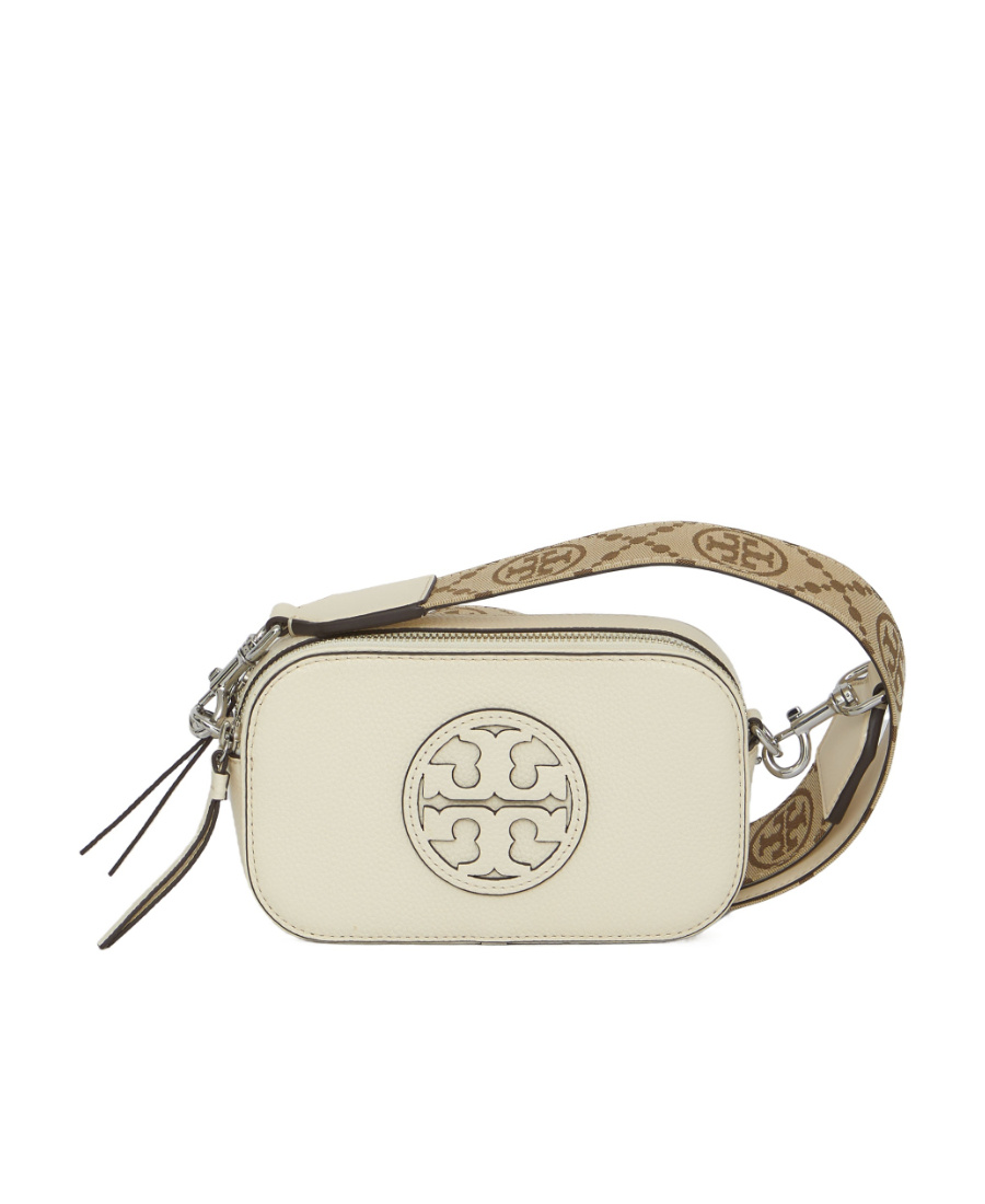 Tory Burch Miller Patent Border Mini Crossbody Bag In White